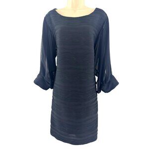 Julian Taylor Black Textured Stretch Knit Balloon‎ Sleeve Dress Size 22W 3X Plus